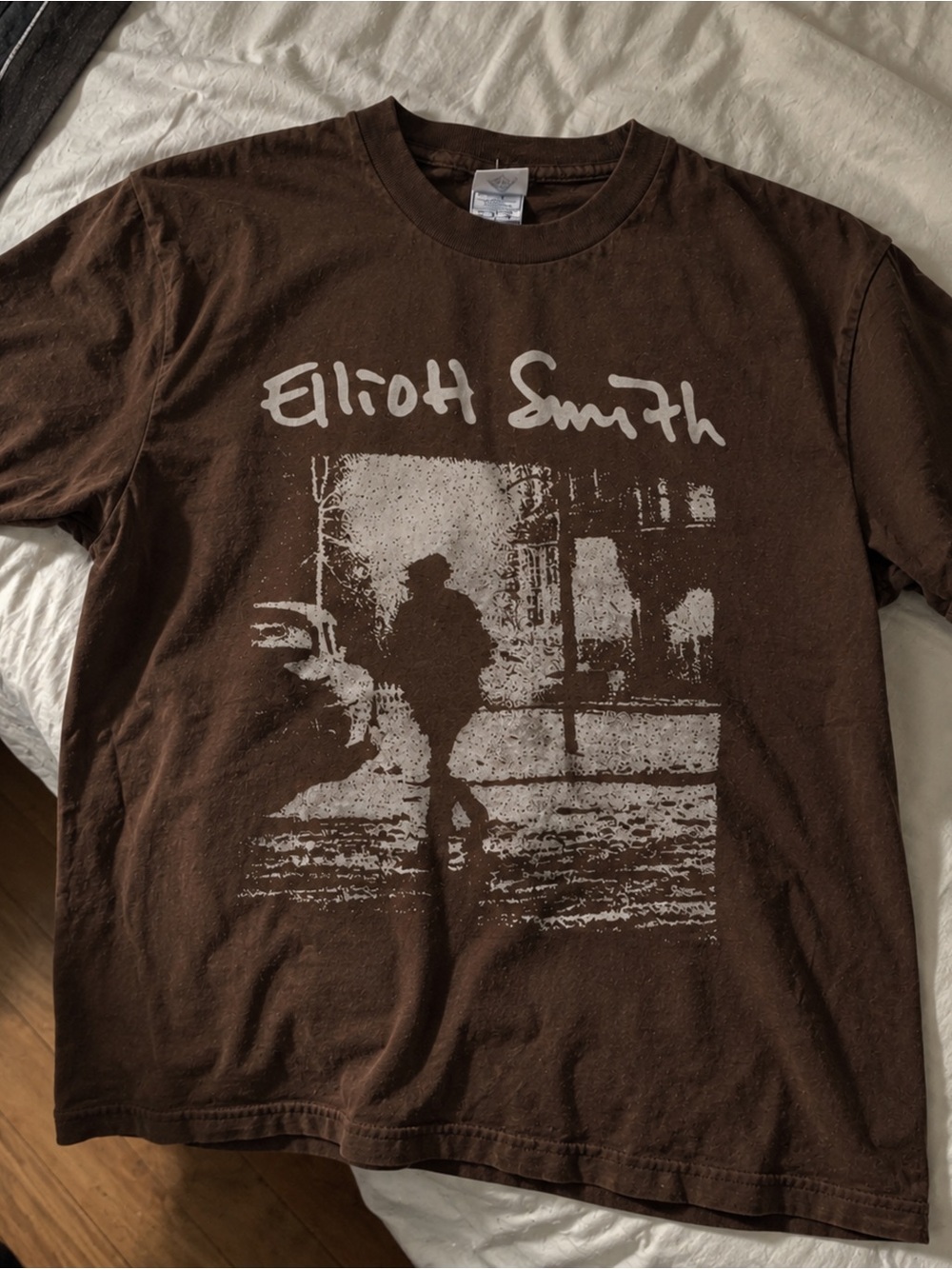 Gildan Brown Elliott Smith Graphic Tee with White Print